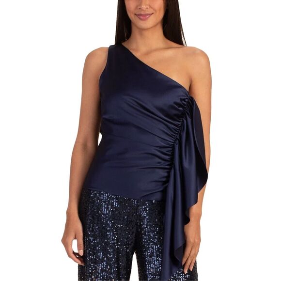 Trina Turk Powerful One shoulder Satin Top |‎ Size 12 - Picture 1 of 7
